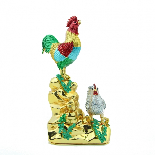 Happy Rooster and Hen Family