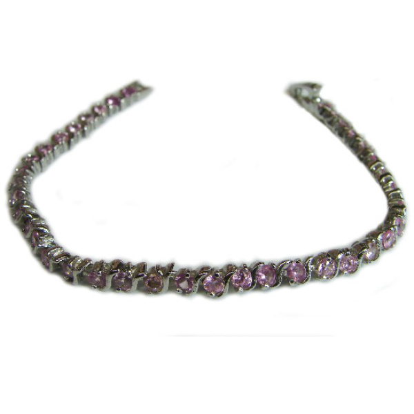 Sterling Bracelet w/ Pink Crystals
