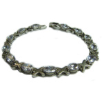 Sterling Bracelet w/ Clear Oval Crystals