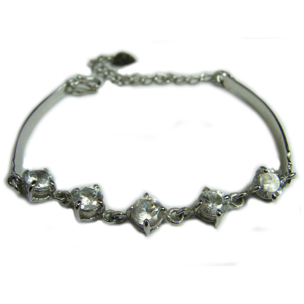 Sterling Bracelet w/ Round Clear Crystals