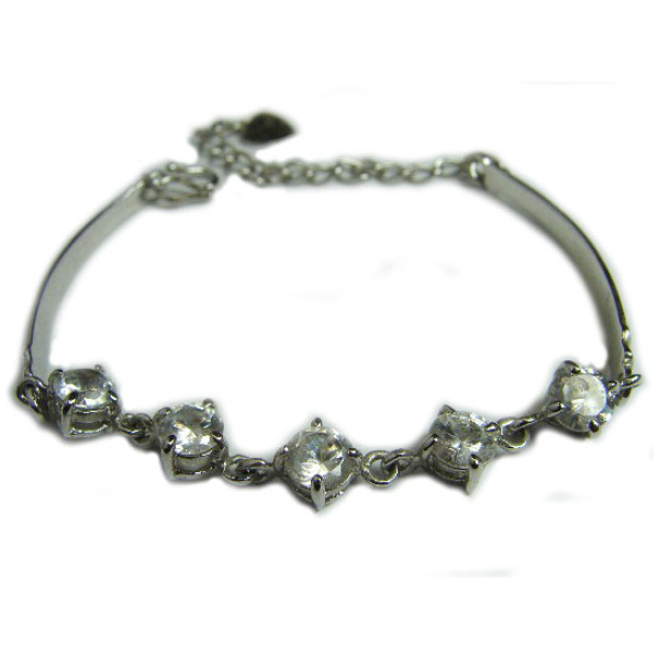 Sterling Bracelet w/ Round Clear Crystals