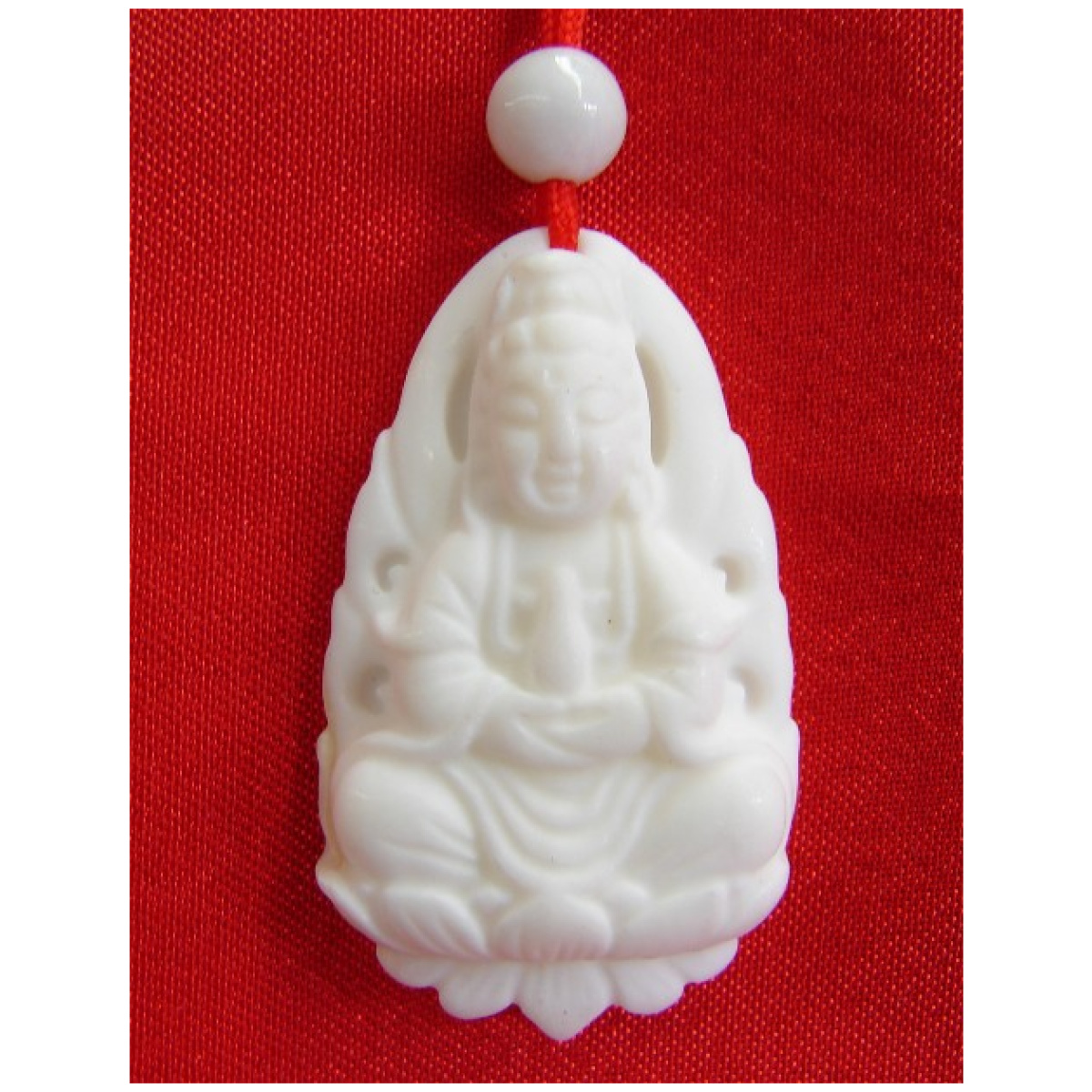 White Coral Kwan Yin Necklace