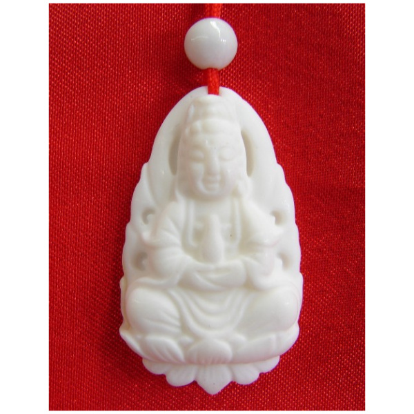 White Coral Kwan Yin Necklace