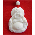 White Coral Gemstone Laughing Buddha Necklace