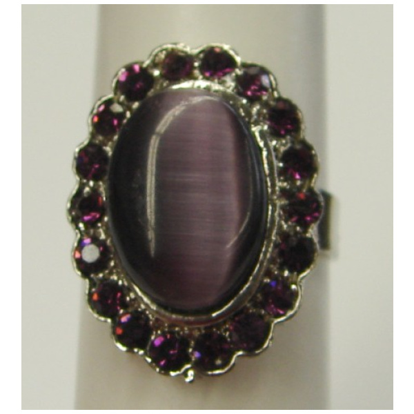 Cat Eye Stone Fashion Rings-purple