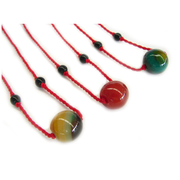 Chinese Jade Bean Necklace for Kid-red jade