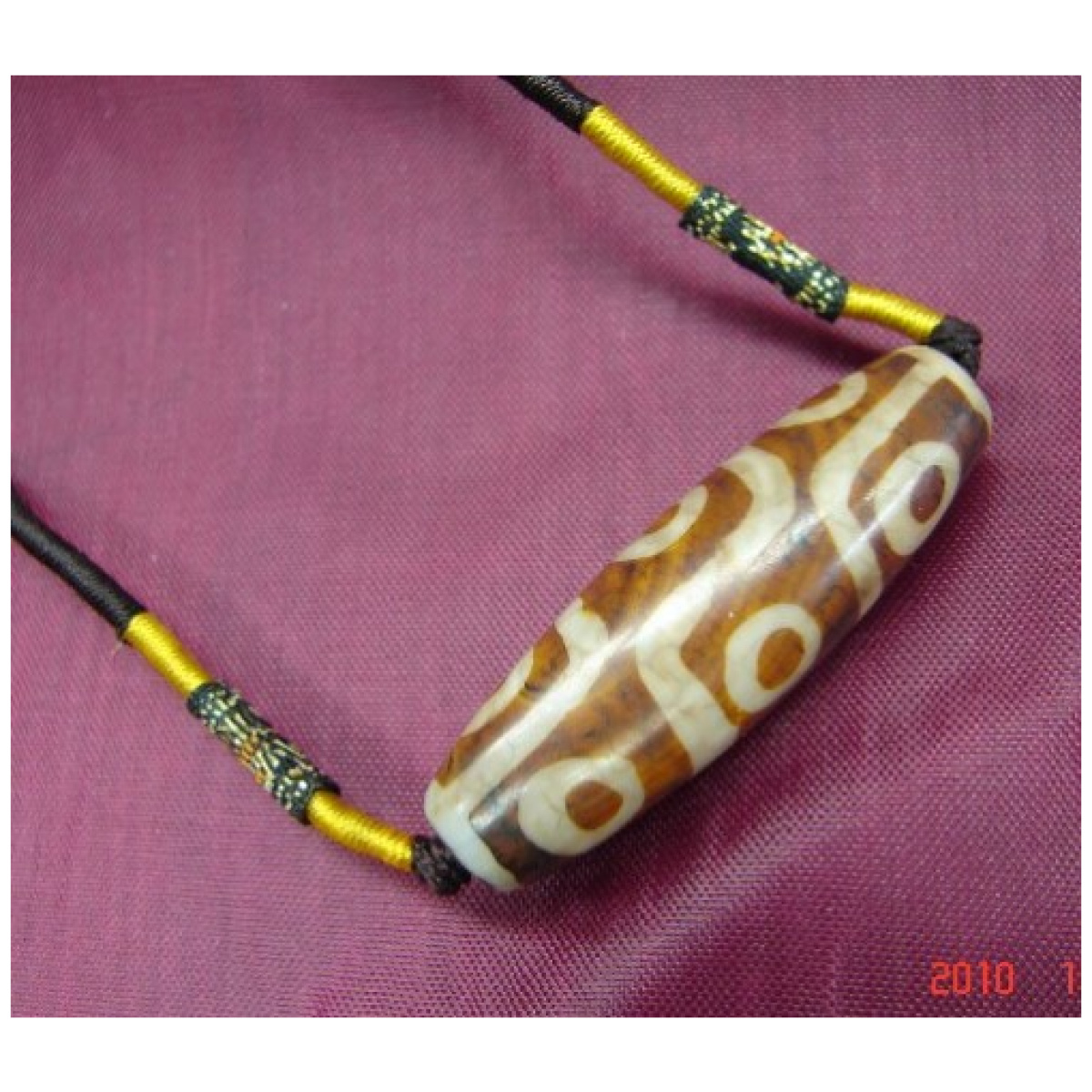Brown Tibetan 9-Eye DZI Necklace-brown