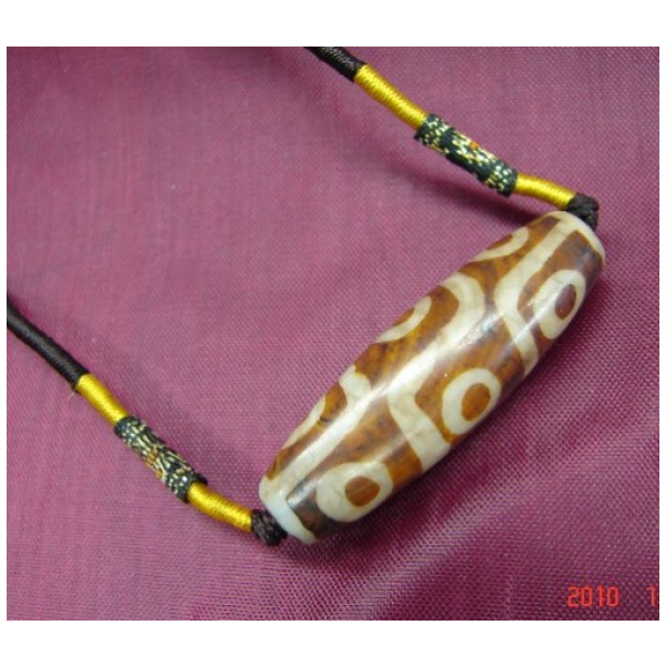 Brown Tibetan 9-Eye DZI Necklace-brown