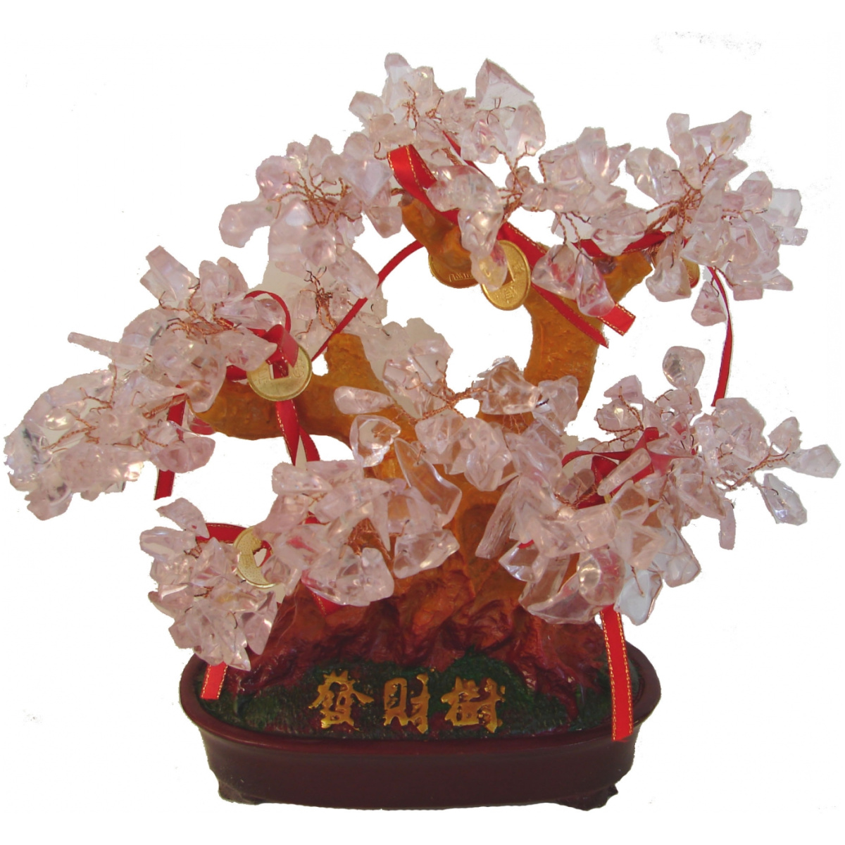 Rose Quartz Tree with Coins