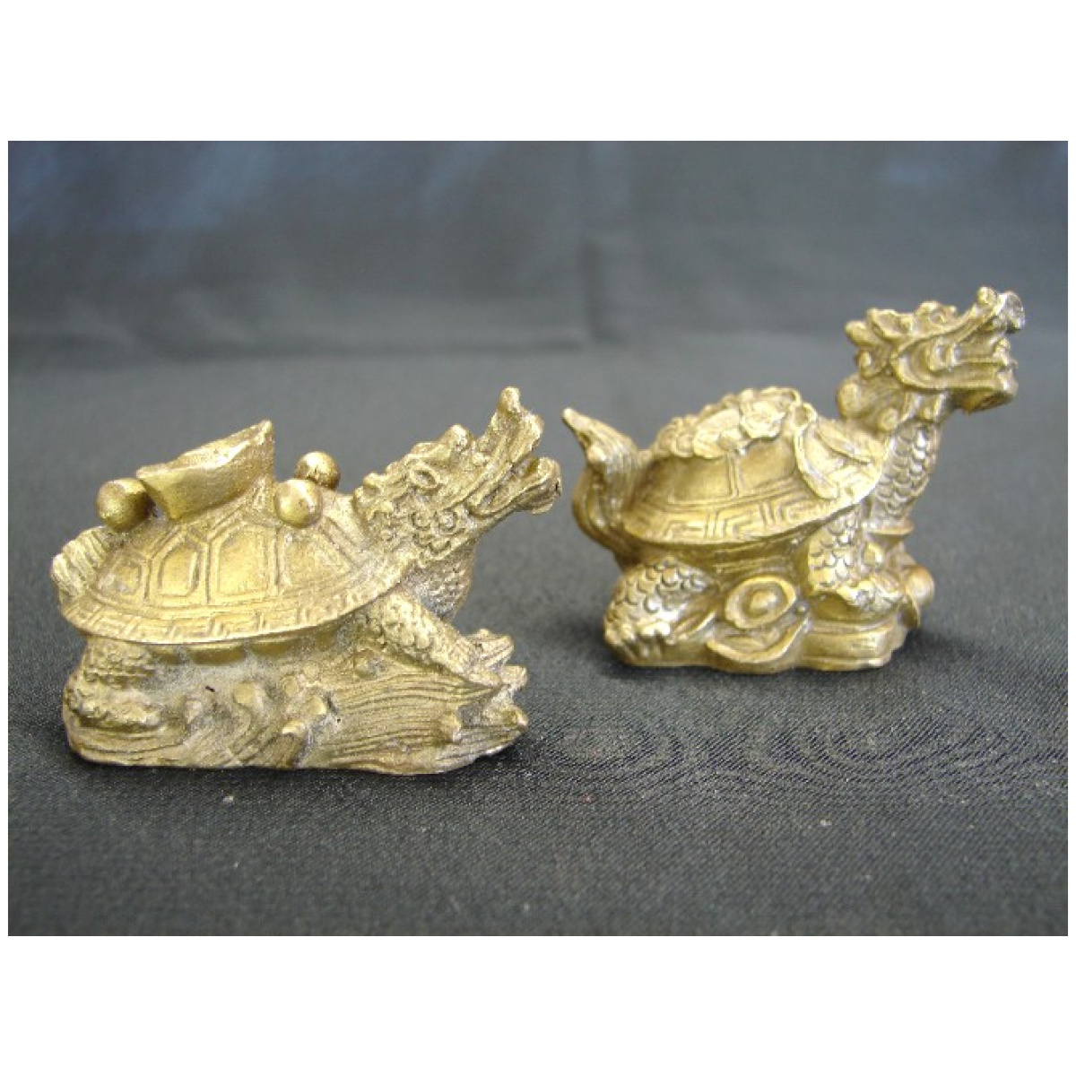 Pair of Brass Metal Dragon Tortoises