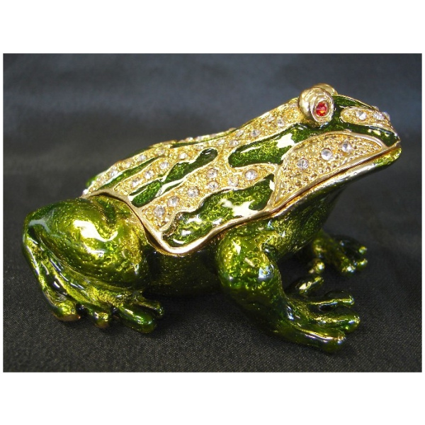 Bejeweled Metal Money Frog