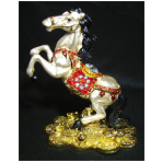 Metal White Horse Stepping on Bed of Coins