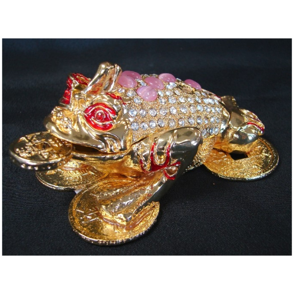 Bejeweled Metal Three-Legged Toad