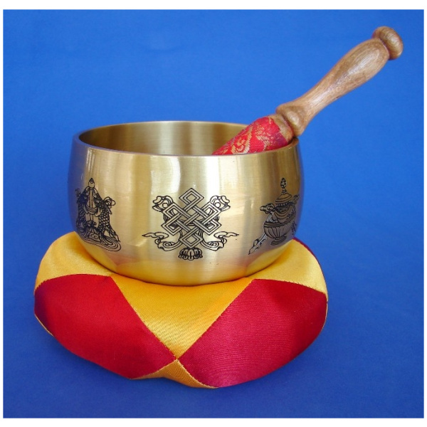 Singing Bowl with 8 Auspicious Objects