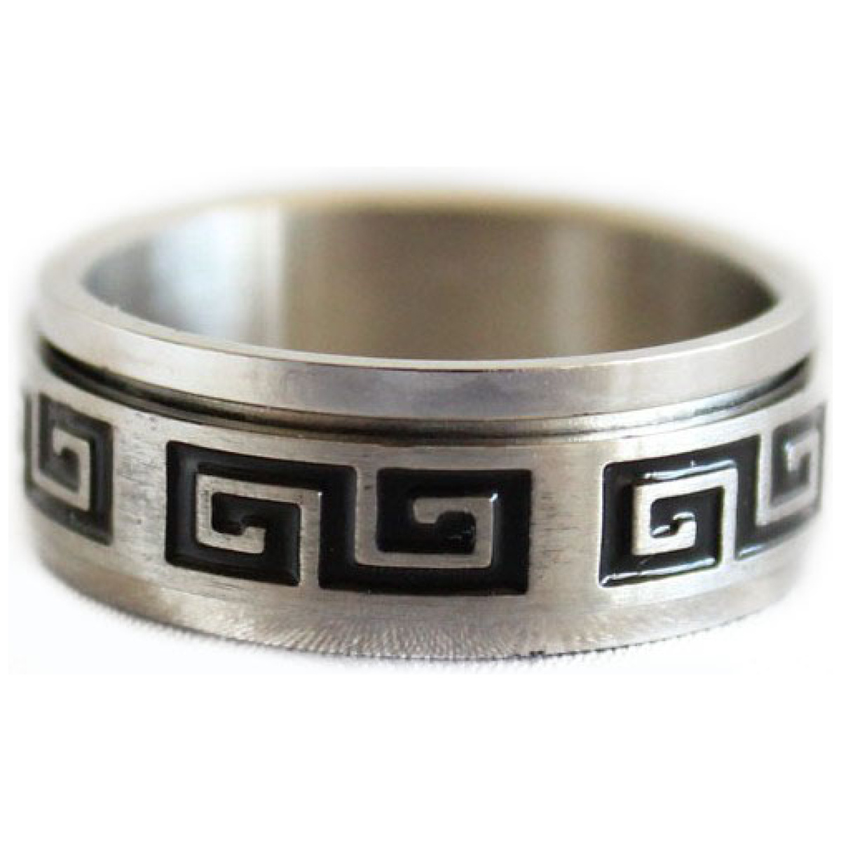 Silver Spinner Ring with Longevity Symbol-size 10