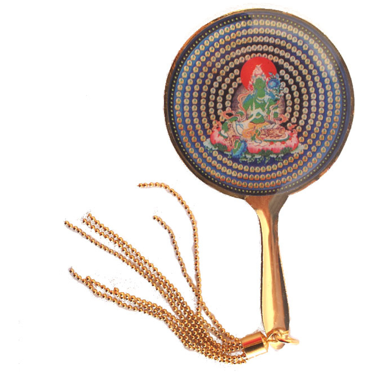 Green Tara Mirror with Tassel
