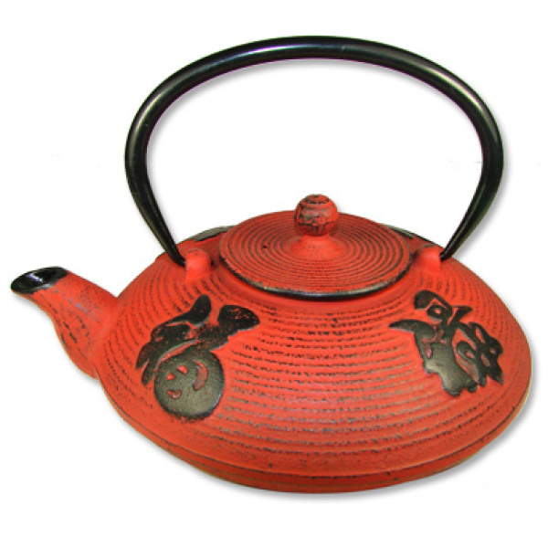 Red Cast Iron Teapot