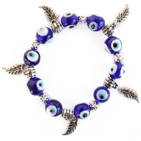 Evil Eye Bracelet with Leaves