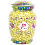 Yellow Wealthy Vase with Lid-withouth accessories