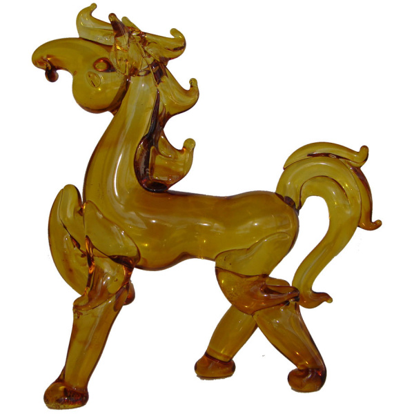 Orange Glass Horse Statue