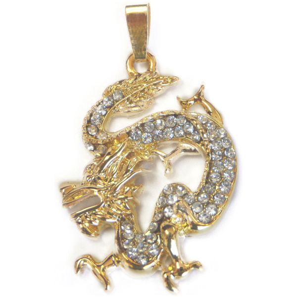 Bejeweled Golden Dragon Pendant