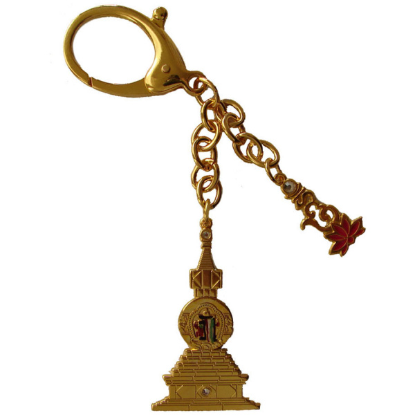 Kalachakra Stupa Keychain with Lotus Hum