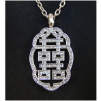 Bejeweled Double Happiness Symbol with Love Knot Frame Necklace