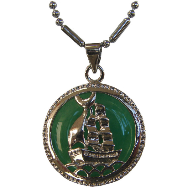 Sailing Boat Jade Pendant-without chain