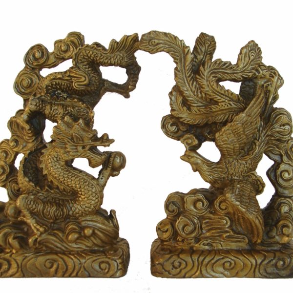 Brass Dragon Phoenix Statue