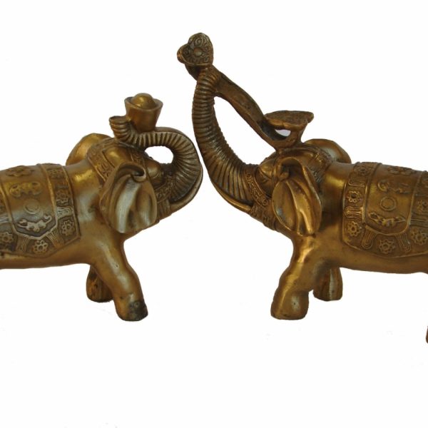 Pair of Brass Elephant Statues