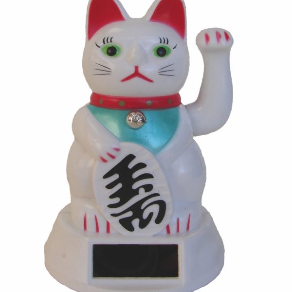 Solar Energy White Lucky Cat Statue