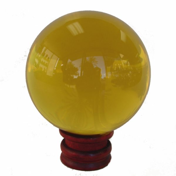 Yellow Crystal Ball with wooden stand