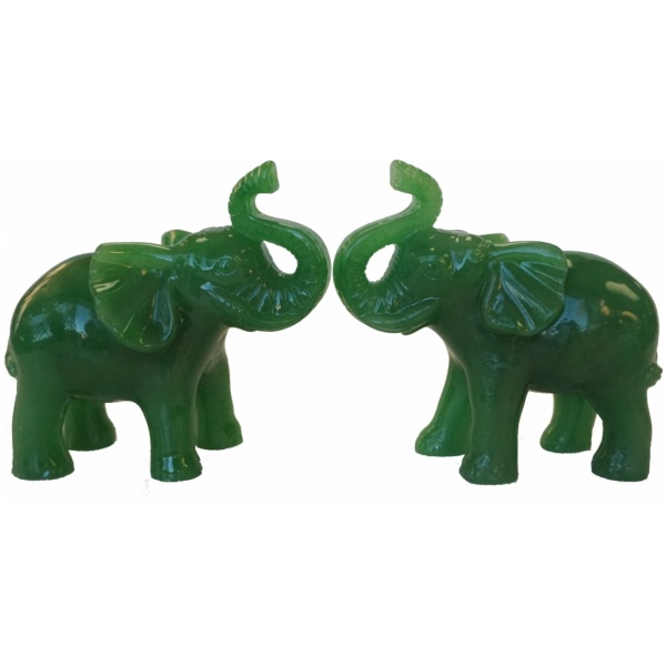 Pair of Green Elephant Statues