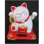 Solar Energy White Cat Statue-3 Inch