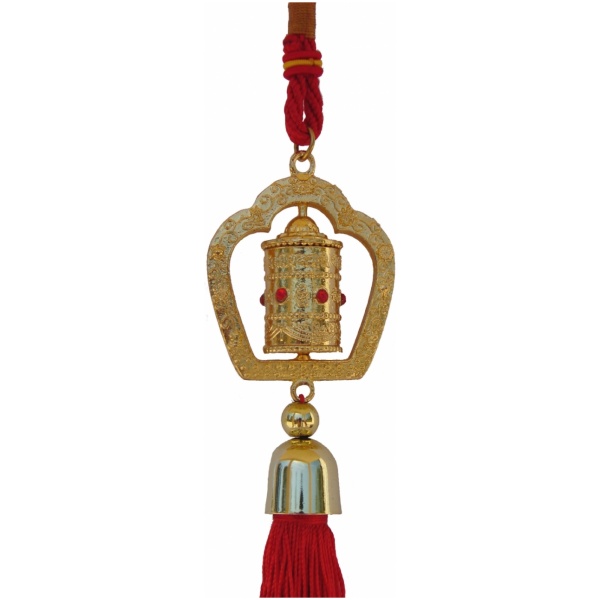 Golden Twirling Prayer Wheel Charm