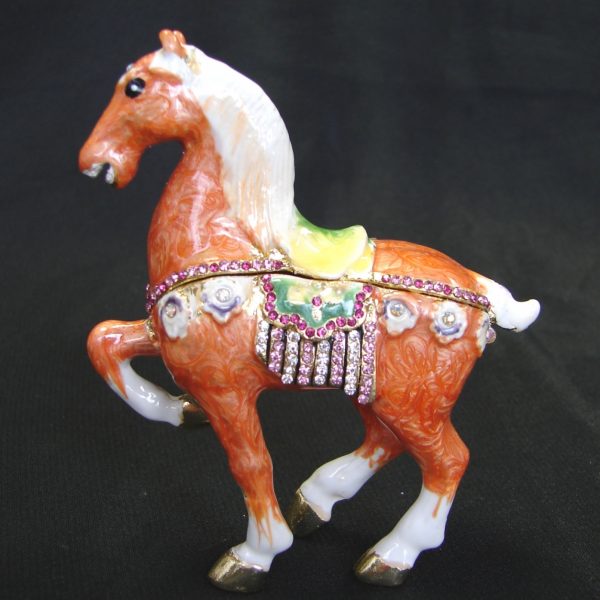 Bejeweled Orange Horse Statue