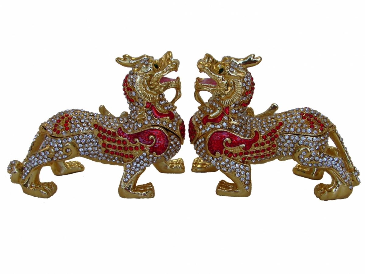 Pair of Bejeweled Pi Yao