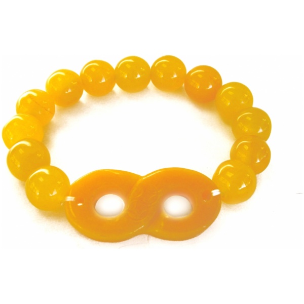 Orange Color Jade Beaded Bracelet with Infinity Symbol