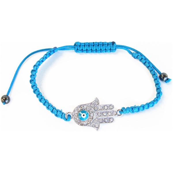 Jeweled Blue Hamsa Hand Bracelet