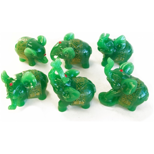Set of Green Elephant Statues