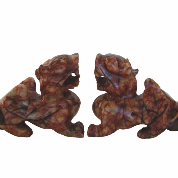 Pair of Natural Stone Pi Yao Statues