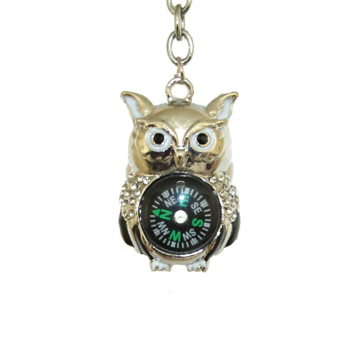 Wise Owl Compass Key chain -orange