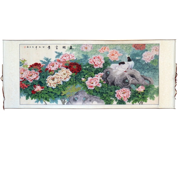 Big Horizontal Peony Flower Scroll Picture