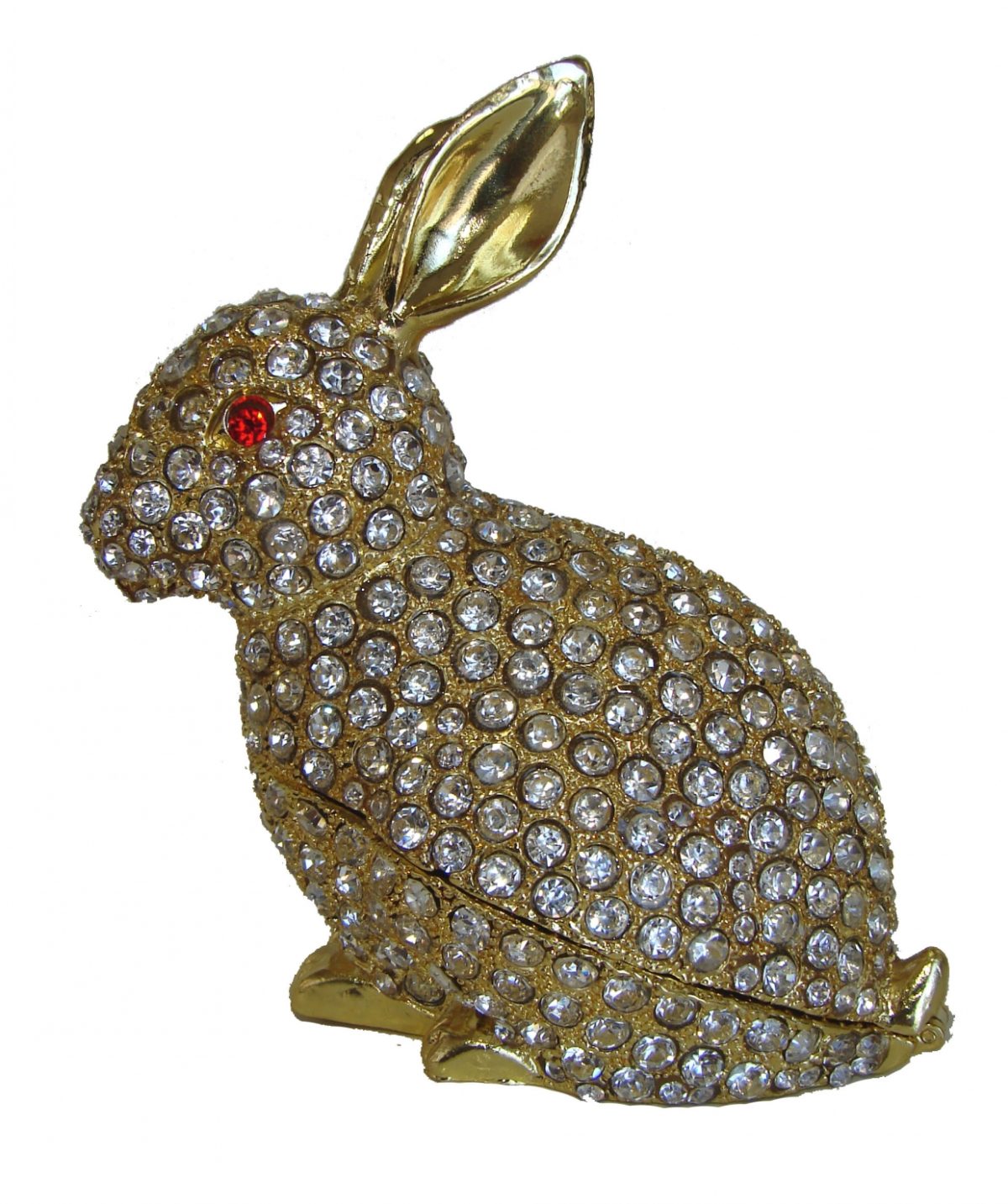 Big Bejeweled cloisonne White Rabbit Statue