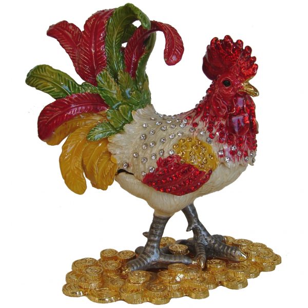 Bejeweled Cloisonne Rooster Statue