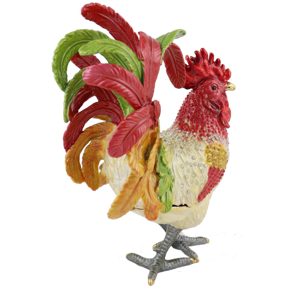 Big Bejeweled Cloisonne Rooster Statue