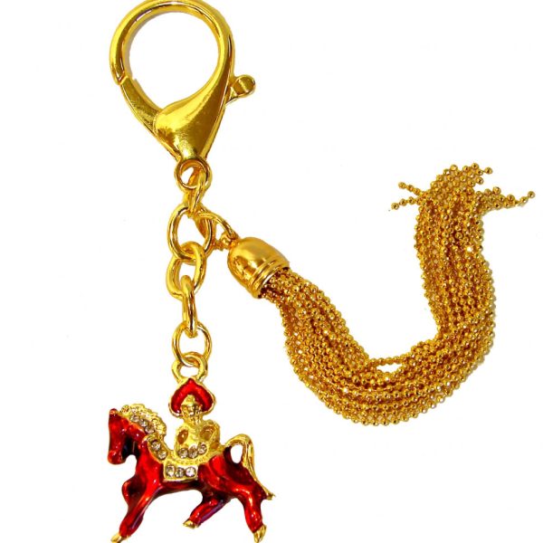 Bejeweled Red Horse Keychain Amulet