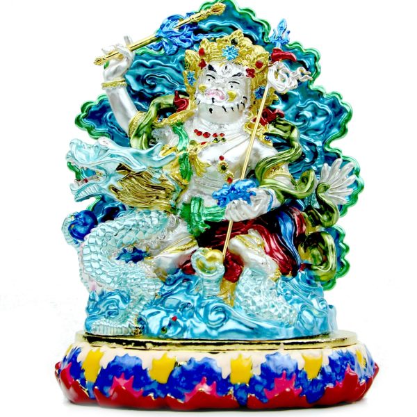 Bejeweled White Dzambhala on Dragon