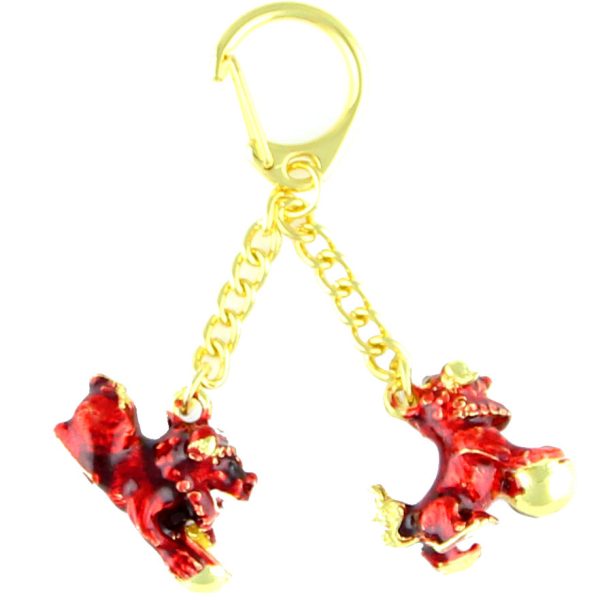 Bejeweled Tzi Chi Kau Red Dog Amulet for Table or Wall