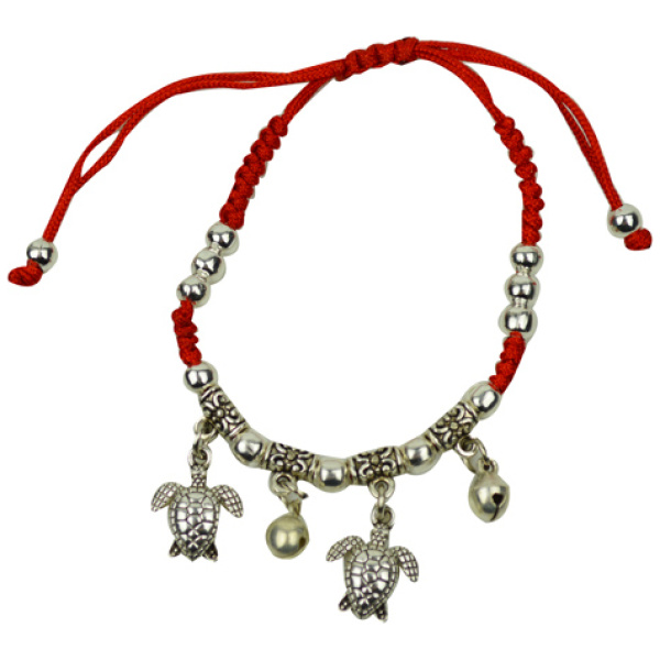 Red Bracelet with 2 Dangly Turtles